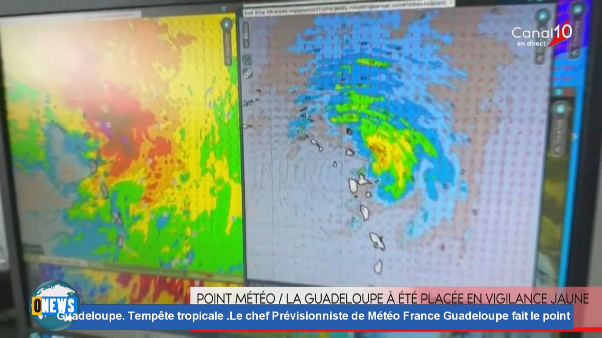 Onews Guadeloupe Le Jt de canal 10. Édition spéciale tempête Ernesto