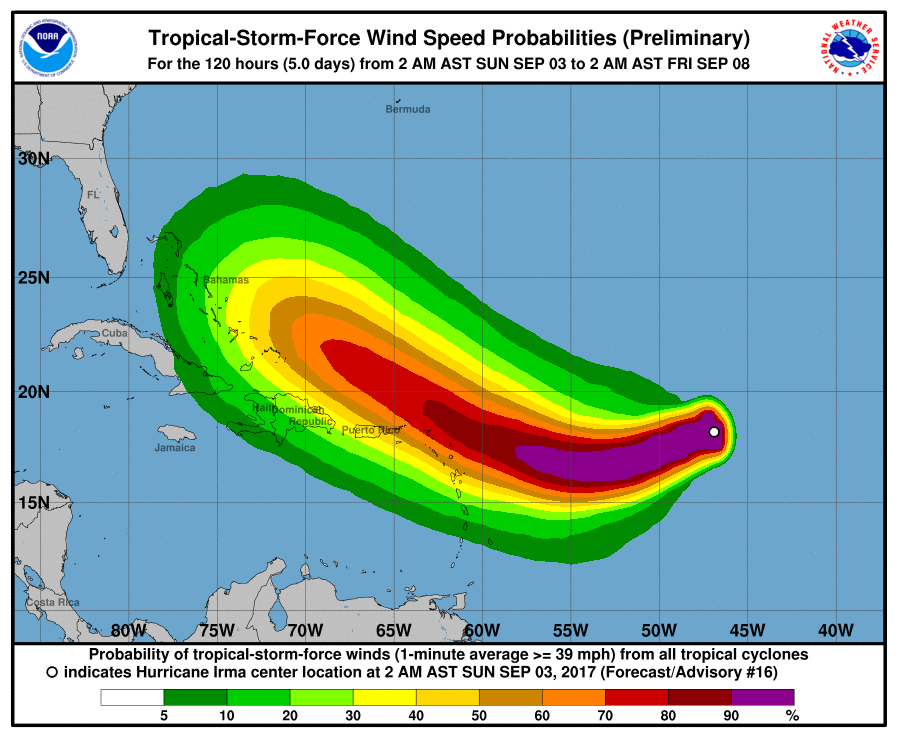 GUADELOUPE. Ouragan IRMA maintien du niveau de vigilance : JAUNE Danger : Cyclone