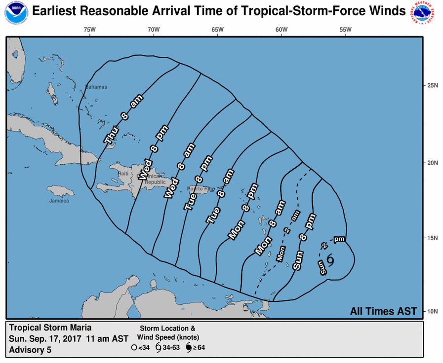 Tempête MARIA. Il semble se confirmer que la Guadeloupe sera Impactée plus précisément le sud d’une zone allant des Sainte rose à Capesterre Belle eau.