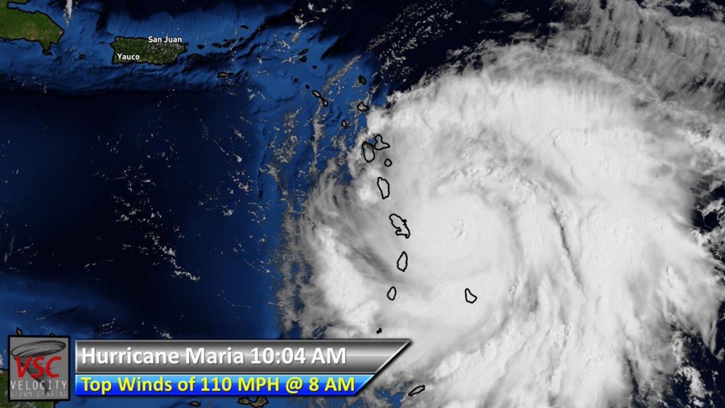 L’OURAGAN MARIA pas très loin des Antilles et principalement de la Martinique.