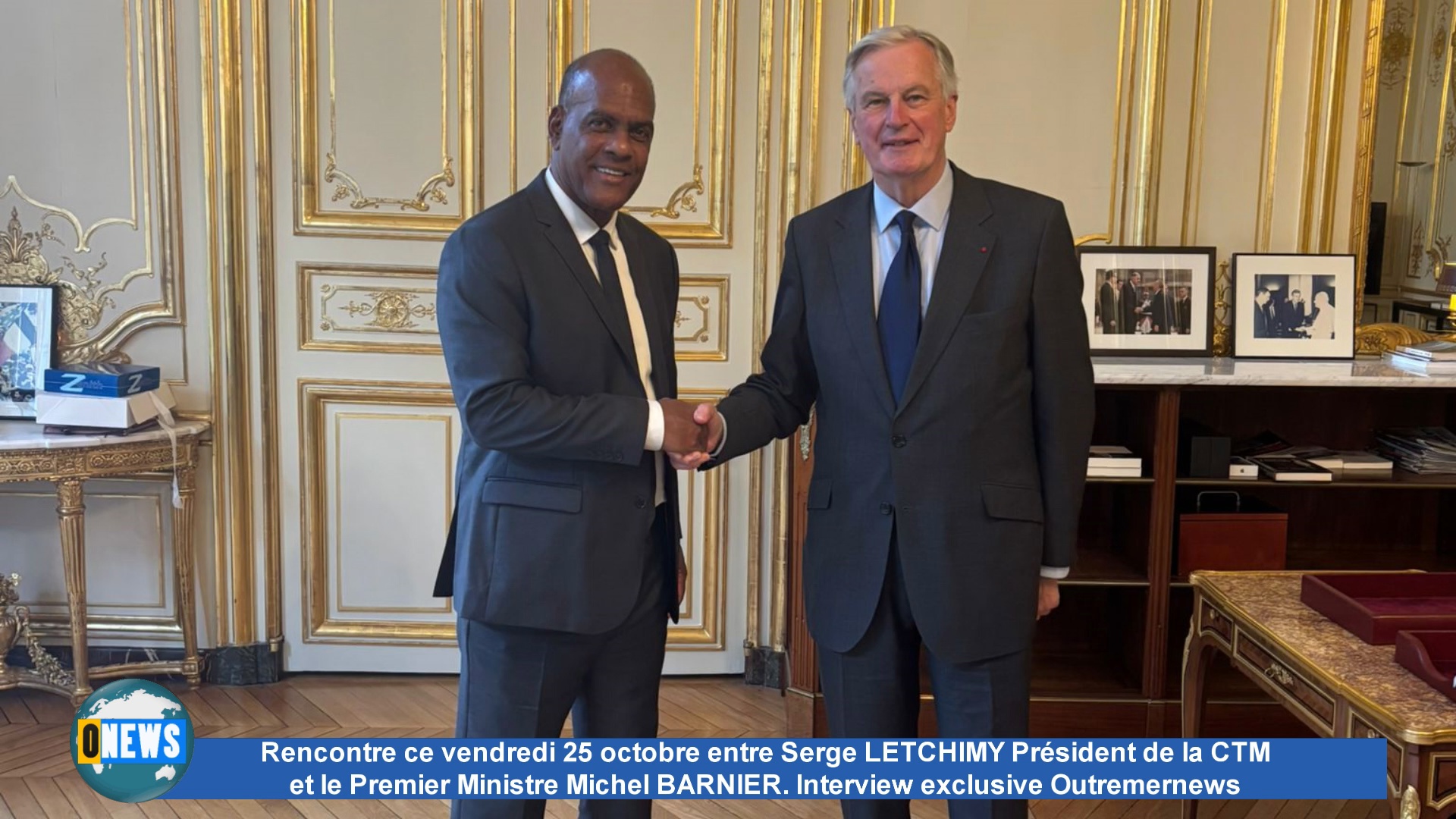 Vie chère. Rencontre à Paris entre Serge LETCHIMY Président de la CTM et le Premier Ministre Michel BARNIER.