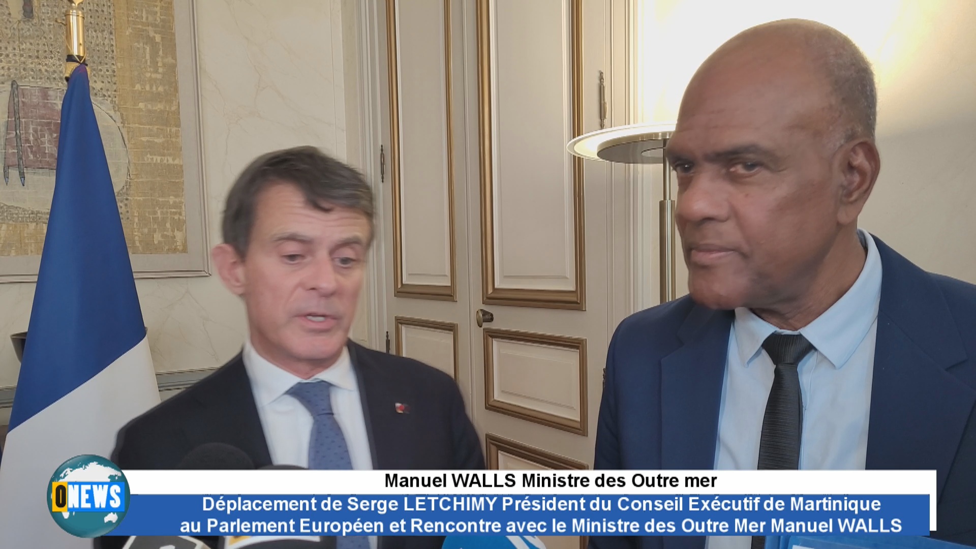 Onews.Déplacement de Serge LETCHIMY Président du Conseil Exécutif de Martinique au Parlement Européen et Rencontre avec le Ministre des Outre Mer Manuel WALLS